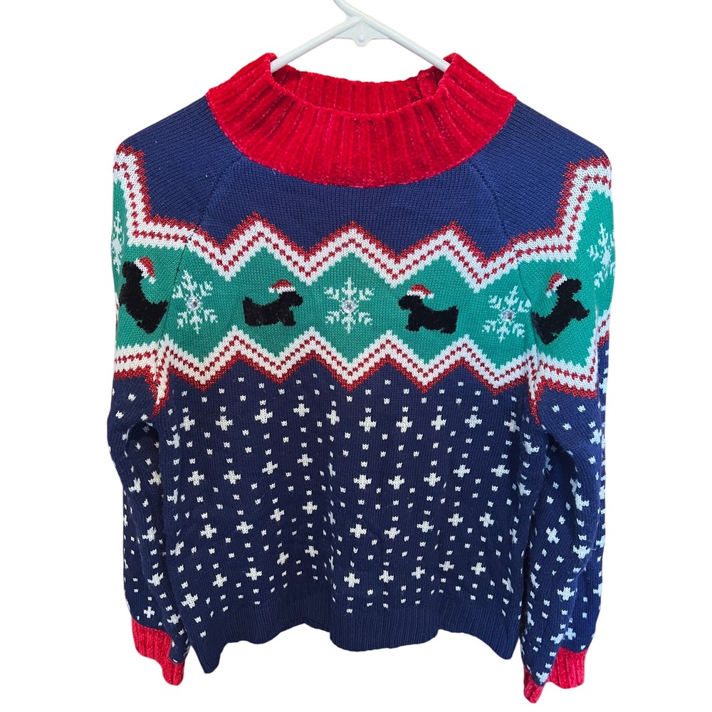 99 Jane Street‎ Women's Ugly Christmas Sweater Scottish Terrier Dog Holiday S